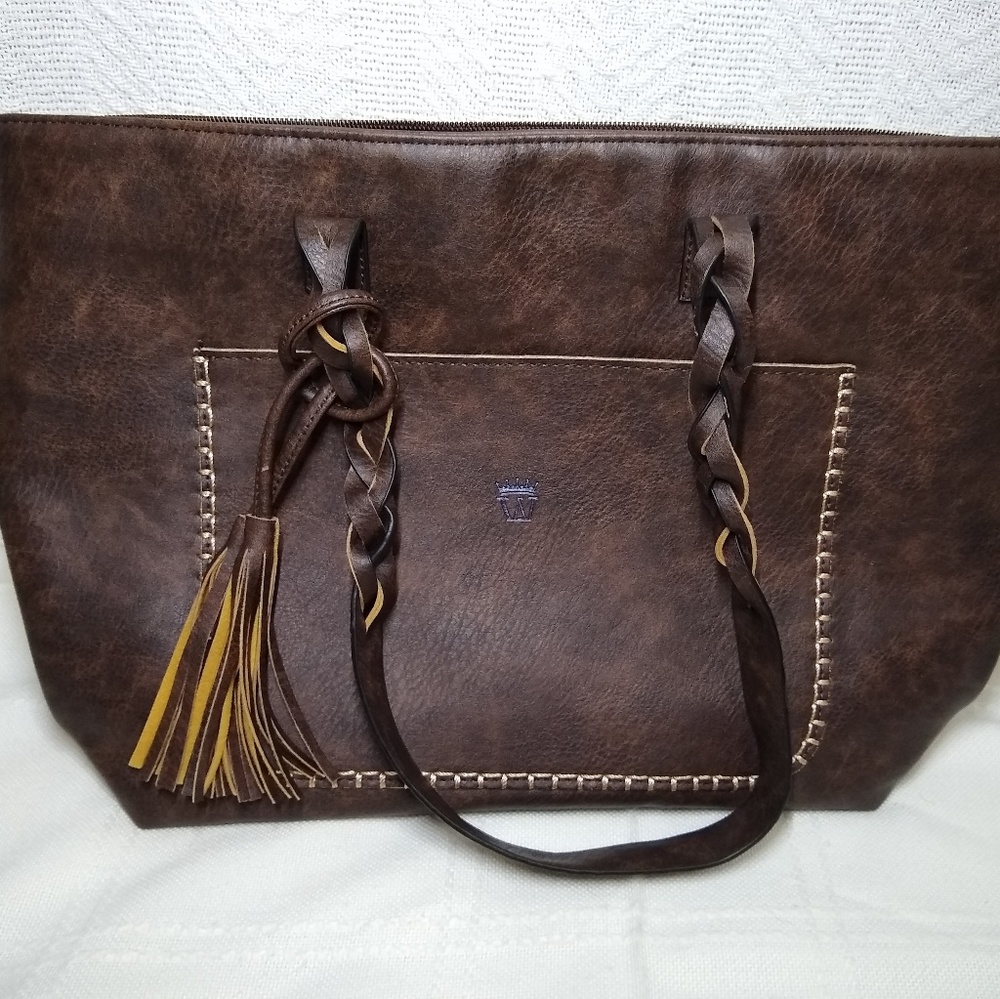 Barbados Leather Faux-Leather Braided Strap Purse